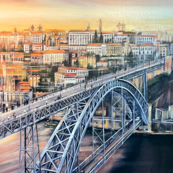 Pintura titulada "Porto Sunset" por Tonya Seiler, Obra de arte original, Oleo Montado en Bastidor de camilla de madera