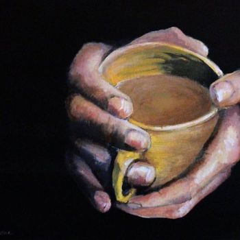 「Cup of Comfort」というタイトルの絵画 Toolittletimeによって, オリジナルのアートワーク, オイル