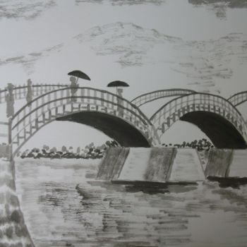 图画 标题为“Ha-shi  (pont ) 2” 由Toshio Asaki, 原创艺术品, 墨