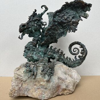 Sculpture titled "Dragon" by Erno Toth, Original Artwork, Bronze