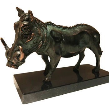 Sculpture titled "Wild boar" by Kristof Toth, Original Artwork, Bronze