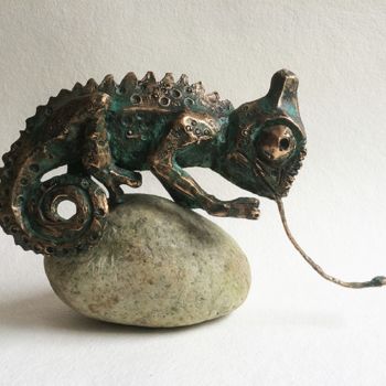 Sculpture titled "Chameleon" by Kristof Toth, Original Artwork, Bronze