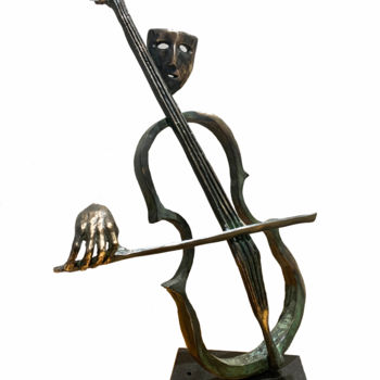 Sculpture titled "Cellist" by Kristof Toth, Original Artwork, Bronze