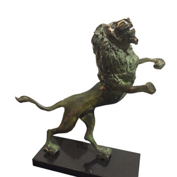 Sculpture titled "Lion on scates" by Kristof Toth, Original Artwork, Bronze