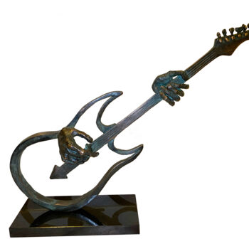 Sculpture titled "Guitar player" by Kristof Toth, Original Artwork, Bronze