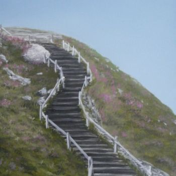 Peinture intitulée "escalier Chapelle s…" par Serge Toulgoat, Œuvre d'art originale, Acrylique Monté sur Châssis en bois