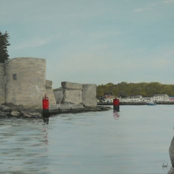 Painting titled "entrée du port de c…" by Serge Toulgoat, Original Artwork, Acrylic Mounted on Wood Stretcher frame