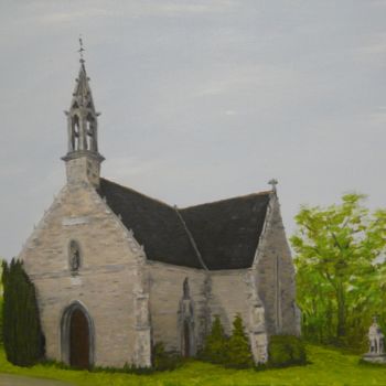 Painting titled "La chapelle de Mous…" by Serge Toulgoat, Original Artwork, Acrylic Mounted on Wood Stretcher frame