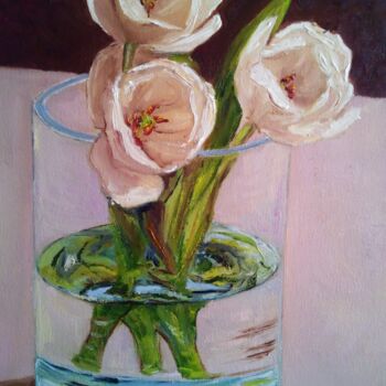 「Цветы в стакане」というタイトルの絵画 Irina Travによって, オリジナルのアートワーク, オイル
