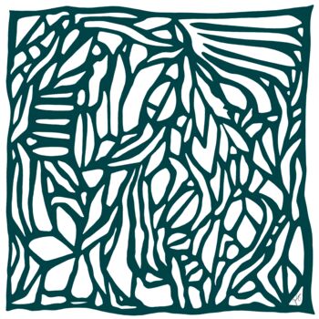 Digitale Kunst mit dem Titel "Tribal Leaf Block" von Trish Sierer, Original-Kunstwerk, Digitale Malerei