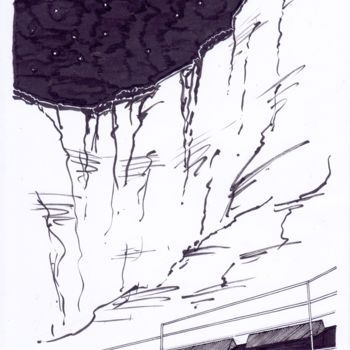 Рисунок под названием "Théâtre de l'abri 7" - Tristan Ligen, Подлинное произведение искусства, Чернила