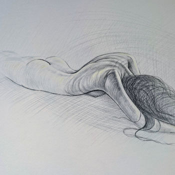 Dessin intitulée "akt-3" par Katerina Evgenieva, Œuvre d'art originale, Crayon