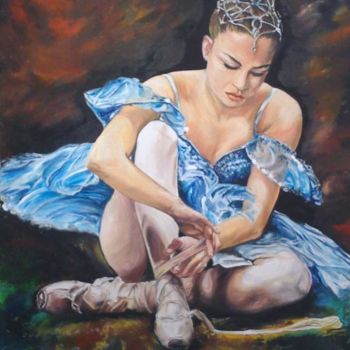 Peinture intitulée "Blue balerina" par Katerina Evgenieva, Œuvre d'art originale, Huile