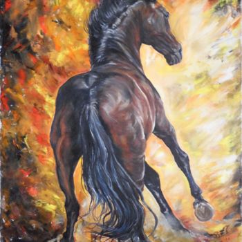 Картина под названием "Stallion 1" - Katerina Evgenieva, Подлинное произведение искусства, Масло