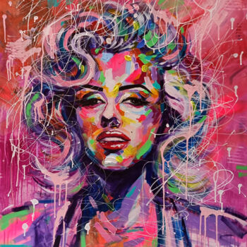 Painting titled "Marilyn Monroe" by Aliaksandra Tsesarskaya, Original Artwork, Acrylic Mounted on Wood Stretcher frame