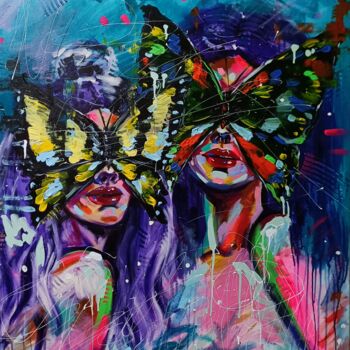 Painting titled "Carnival life - col…" by Aliaksandra Tsesarskaya, Original Artwork, Acrylic Mounted on Wood Stretcher frame