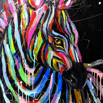 绘画 标题为“Wild zebra - colorf…” 由Aliaksandra Tsesarskaya, 原创艺术品, 丙烯