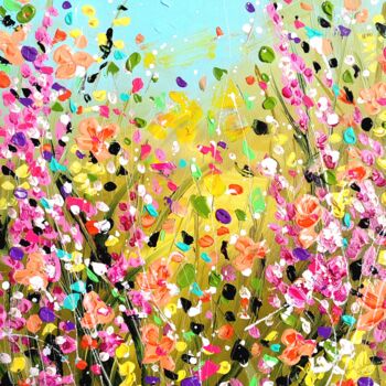 제목이 "Summer flowers field"인 미술작품 Aliaksandra Tsesarskaya로, 원작, 아크릴 나무 들것 프레임에 장착됨