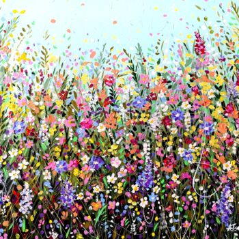 Peinture intitulée "Colorful summer flo…" par Aliaksandra Tsesarskaya, Œuvre d'art originale, Acrylique Monté sur Châssis en…