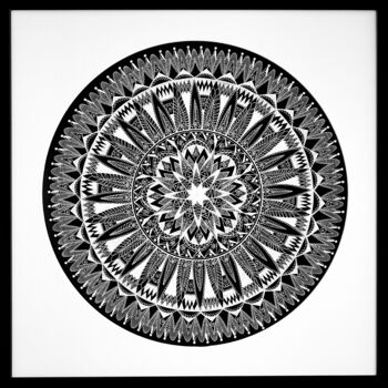 Peinture intitulée "MANDALA III" par Tanya Shin S.F.M.W., Œuvre d'art originale, Stylo gel Monté sur Carton