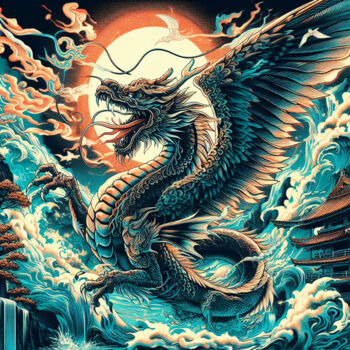 Arte digitale intitolato "Le grand dragon des…" da Tsuiho, Opera d'arte originale, Immagine generata dall'IA