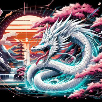 Digitale Kunst getiteld "Le seigneur dragon…" door Tsuiho, Origineel Kunstwerk, AI gegenereerde afbeelding
