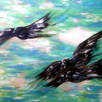 Painting titled "LIKE BIRDS AND CLOU…" by Tsz Shan Hui, Original Artwork, Acrylic