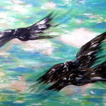 Pittura intitolato "LIKE BIRDS AND CLOU…" da Tsz Shan Hui, Opera d'arte originale, Acrilico