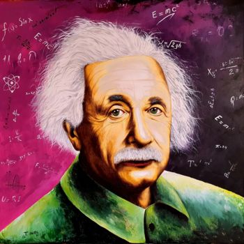 Pintura intitulada "ALBERT EINSTEIN" por Turan Inal, Obras de arte originais, Acrílico