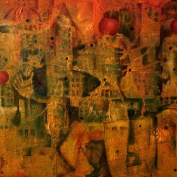 Pintura intitulada "kayıp şehir üstüne" por Ümit Yiğit, Obras de arte originais