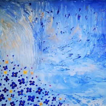 "flowerly blue" başlıklı Tablo Tzina Tsaou tarafından, Orijinal sanat, Akrilik