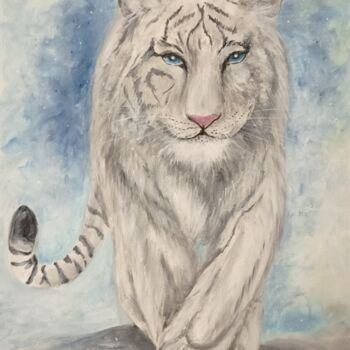 Pittura intitolato "Белый тигр" da Valentina Khudyakova, Opera d'arte originale, Gouache