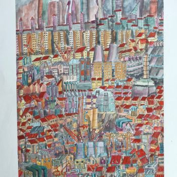 "kaotik şehir" başlıklı Resim Ufuk Savaş tarafından, Orijinal sanat, Mürekkep