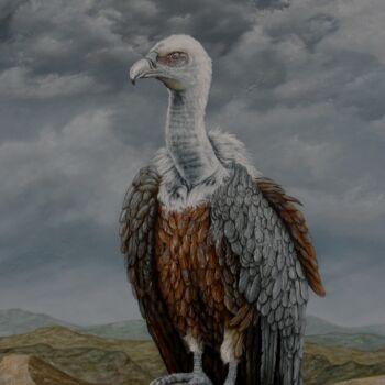 Pintura intitulada "Nekhbet/Vulture" por Uko Post, Obras de arte originais, Óleo