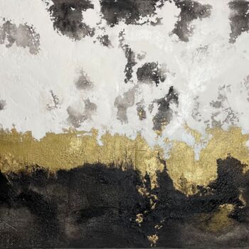 Peinture intitulée "Golden textured met…" par Uladzislava Korsak, Œuvre d'art originale, Acrylique