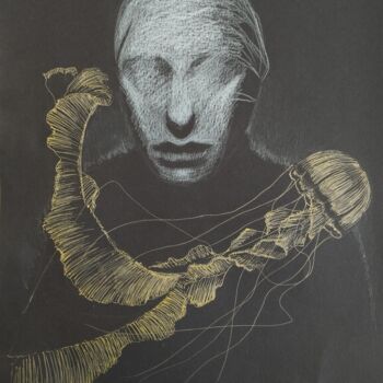 Σχέδιο με τίτλο "С медузой" από Юлия Безштанко, Αυθεντικά έργα τέχνης, Γέλη στυλό