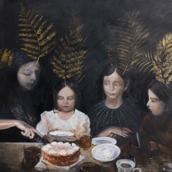 Картина под названием "Чаепитие" - Юлия Безштанко, Подлинное произведение искусства, Темпера