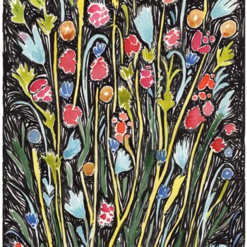 Malarstwo zatytułowany „Floral abundance 1” autorstwa Юлия Нагорная, Oryginalna praca, Akwarela