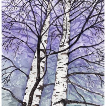 "Two birches" başlıklı Tablo Юлия Нагорная tarafından, Orijinal sanat, Suluboya