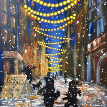 Pintura titulada "Christmas" por Uliana Titova, Obra de arte original, Oleo Montado en Bastidor de camilla de madera