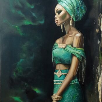 "Queen of africa" başlıklı Tablo Julianna Tulinova tarafından, Orijinal sanat, Petrol Ahşap panel üzerine monte edilmiş