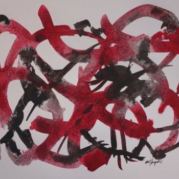 Painting titled "Aufstand und Armut" by Ulli Heupel, Original Artwork, Ink