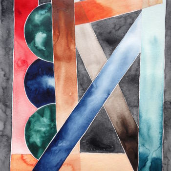 Malerei mit dem Titel "Ohne Titel" von Ulli Heupel, Original-Kunstwerk, Aquarell