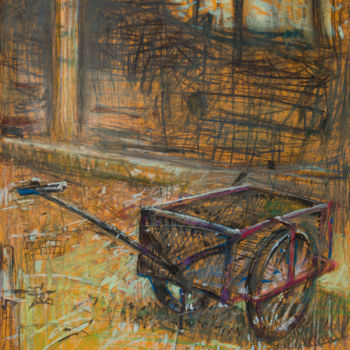 Peinture intitulée "Rydwan w ogrodzie |…" par Edward Umiński, Œuvre d'art originale, Pastel