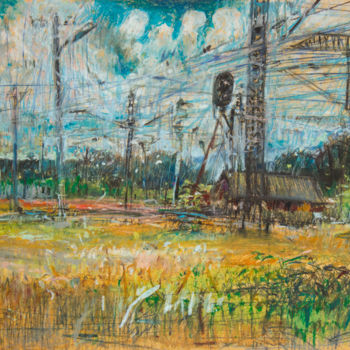 "Torowiska | Tracks" başlıklı Tablo Edward Umiński tarafından, Orijinal sanat, Pastel
