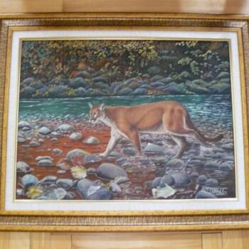 Peinture intitulée "Cougar errant" par Unknown Artist, Œuvre d'art originale