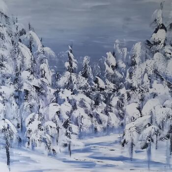 Malerei mit dem Titel "Winterwald" von Urs Schilt, Original-Kunstwerk, Acryl