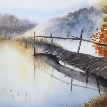 제목이 "Le petit pont de bo…"인 미술작품 Les Aquarelles D’Uve로, 원작, 수채화