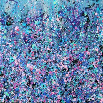 Painting titled "Abstract blue flowe…" by Valentina Pufe, Original Artwork, Acrylic
