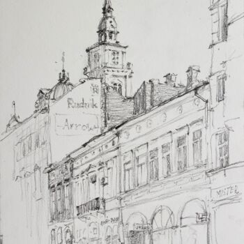 Dibujo titulada "Pozorišni trg, Novi…" por Vadim Chazov, Obra de arte original, Lápiz